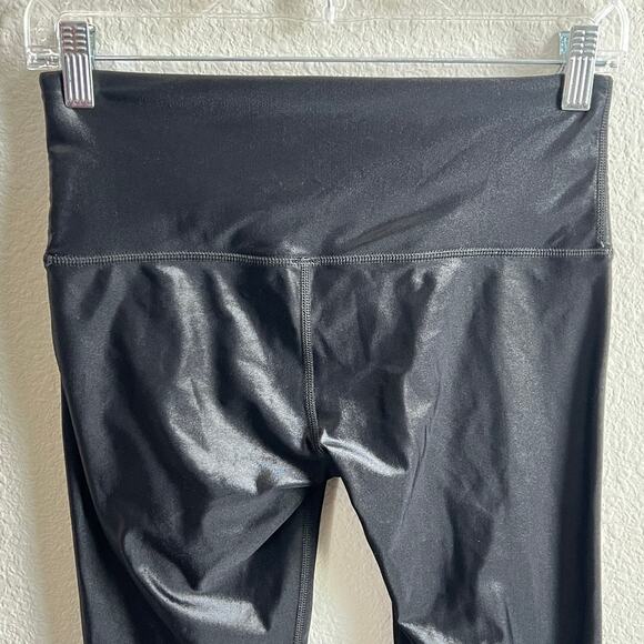 Noli Black Shimmer Mid Rise Leggings Women's S Ankle Stretch Shiny Athletic Gym - Picture 4 of 5